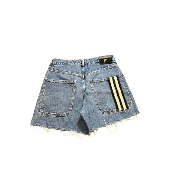Vintage 1998 Levi’s L2 Striped Denim Jeans 30 Distressed RARE Cut Off Shorts - Picture 6 of 9